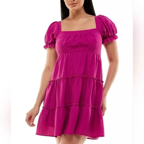 B. Smart Dresses & Skirts - B. Smart Brand-  Women’s Magenta Color ruffle short sleeve dress size SMALL